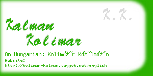 kalman kolimar business card